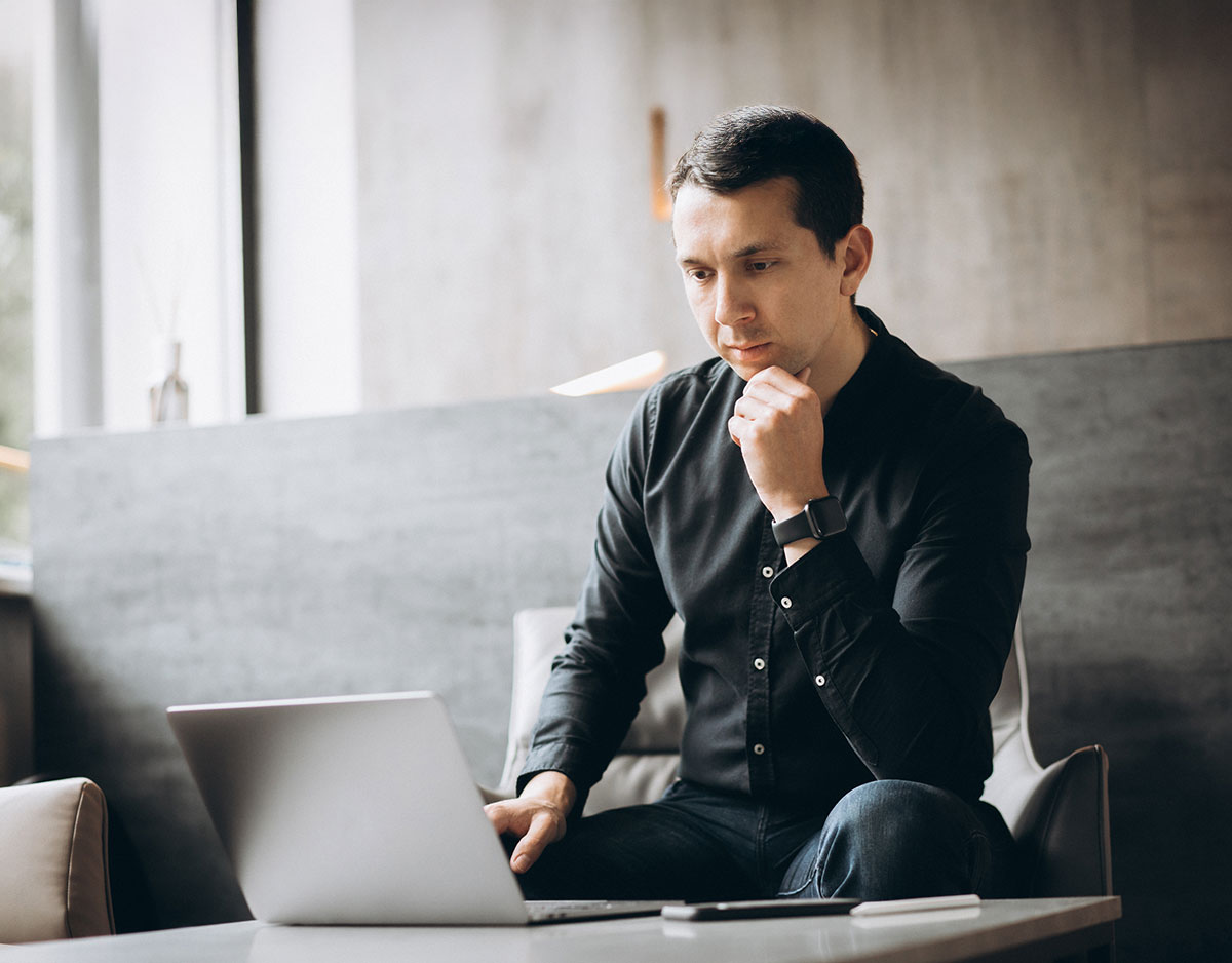 Business man working computer office