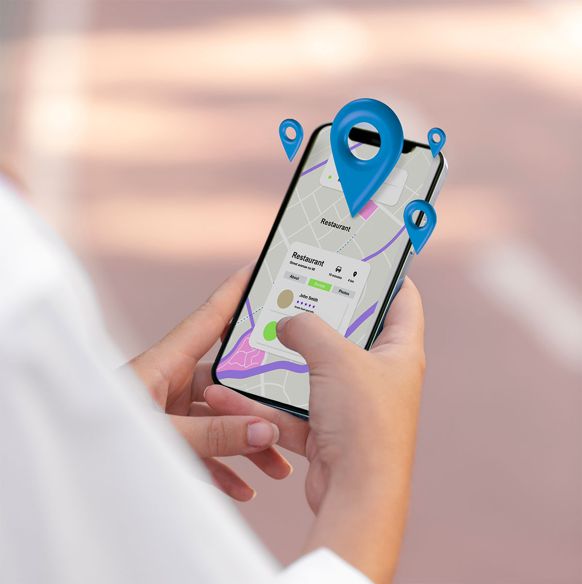 Side view hands holding smartphone